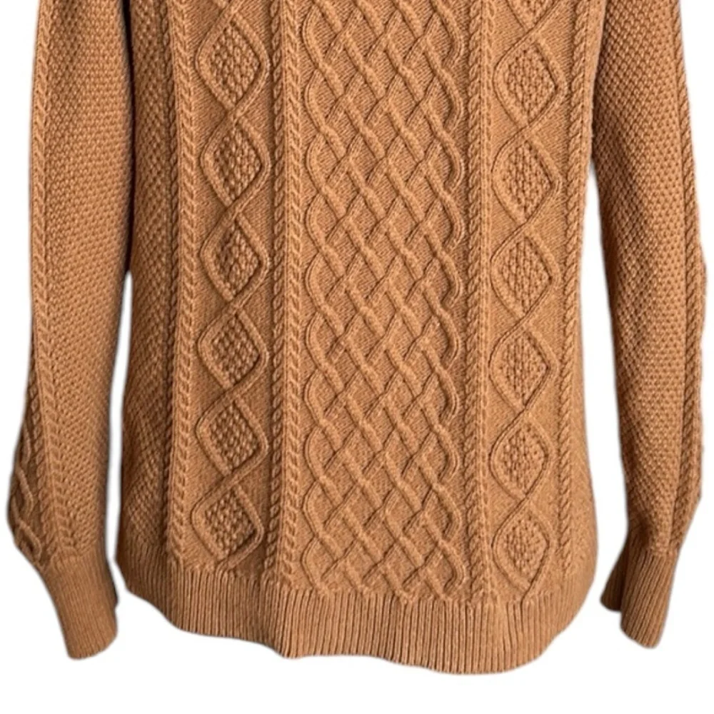 J. CREW Cable Knit‎ Sweater Cotton Fisherman Chunky Tan, Size Small